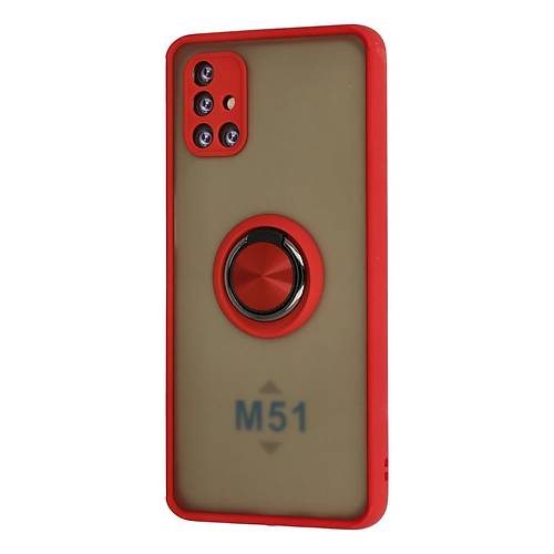 Galaxy M51 K�l�f Montreal Y�z�kl� Silikon Kapak - K�rm�z�