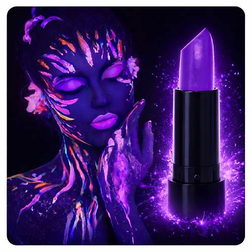 UV Neon Mor Ruj � Karanl�kta Parlayan Makyaj Boyas�