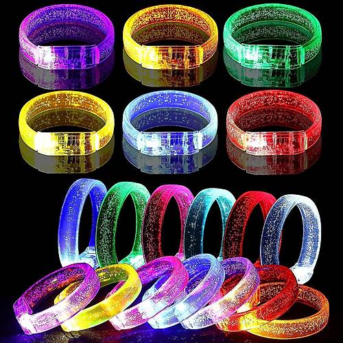 Led I��kl� Pilli I��kl� Rengarenk Kal�n Bileklik I��kl� Bilezik Kar���k Renk 1 Adet