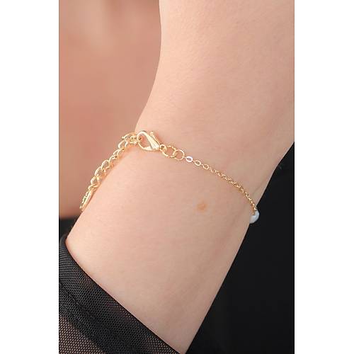 Gold Renk �nci Boncuk Model Kad�n Bileklik