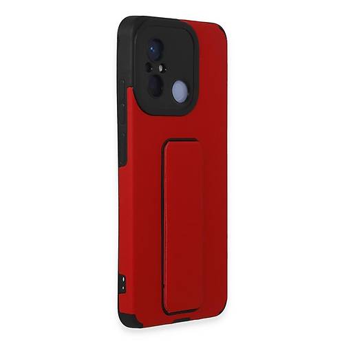 Redmi 12C K�l�f Mega Standl� Silikon - K�rm�z�