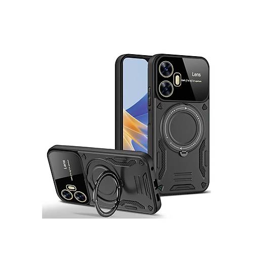 Realme C55 K�l�f Joy Lens Standl� Kapak - Siyah