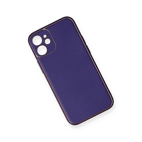 iPhone 12 Mini K�l�f Coco Deri Silikon Kapak - Mor