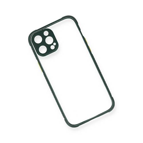 iPhone 12 Pro K�l�f Miami �effaf Silikon - Koyu Ye�il