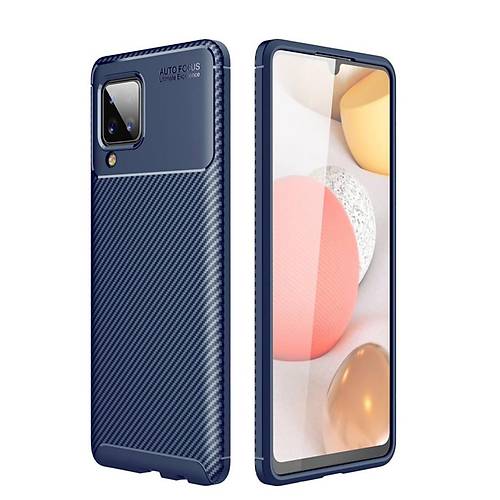 Galaxy A22 K�l�f Auto Focus Karbon Kapak - Lacivert