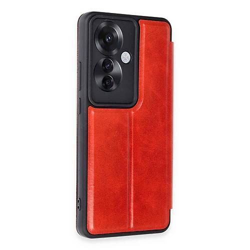 Reno 11F K�l�f Flip Cover - K�rm�z�