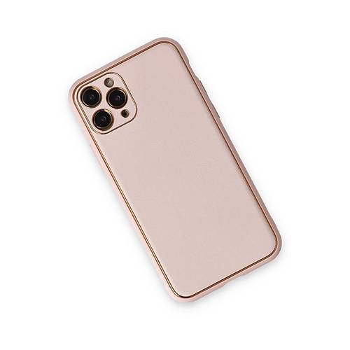 iPhone 11 Pro Max K�l�f Coco Deri Silikon Kapak - Pudra