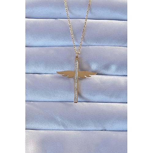 316L �elik Alt�n Renk Zirkon Ta�l� Mikail Kolye