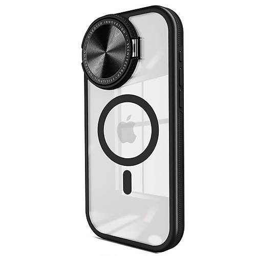 iPhone 11 K�l�f Teleskop Lens Magsafe Silikon Kapak - Siyah