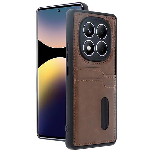 Redmi Note 14 Pro 4G K�l�f Sara Kartvizitli Deri K�l�f - Taba