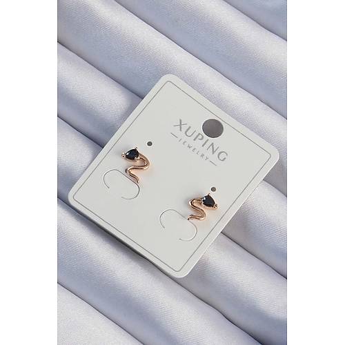 Xuping Rose Renk Siyah Zirkon Ta�l� K�vr�ml� K�pe