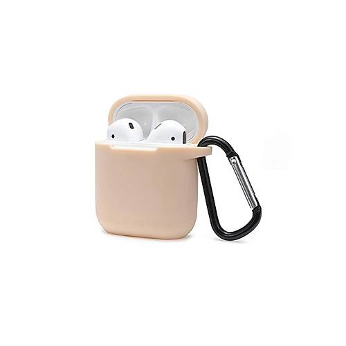 Airpods 2 (2.nesil) Sert Silikon K�l�f - Bej