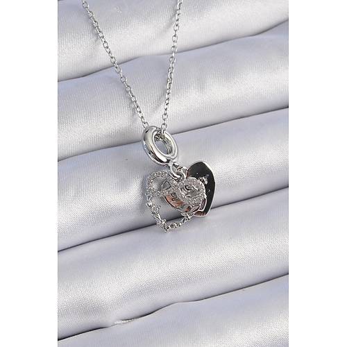 316L �elik G�m�� Renk Zirkon Ta�l� Sonsuzluk Kalp Fig�r Charm Model Kad�n Kolye