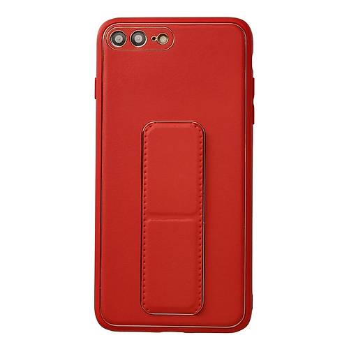 iPhone 7 Plus K�l�f Coco Deri Standl� Kapak - K�rm�z�