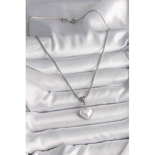 316L �elik G�m�� Renk Zincir 3D Kalp Model Kad�n Kolye
