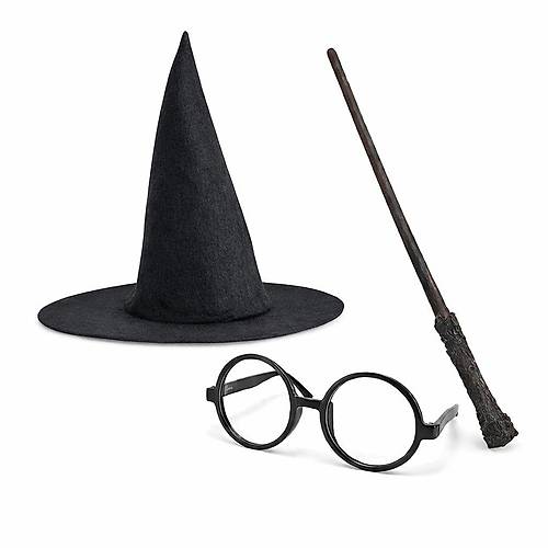 Harry Potter Tarz� �ocuk Seti (Siyah Ke�e �apka, Asa, G�zl�k)
