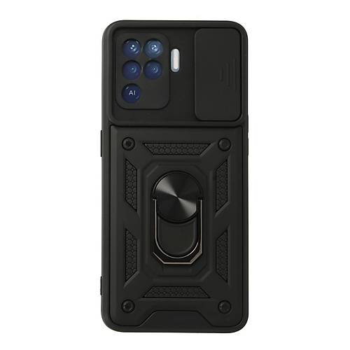 Reno 5 Lite K�l�f Pars Lens Y�z�kl� Silikon - Siyah