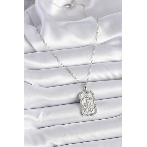 316L �elik G�m�� Renk Zincir Yenge� Burcu Zirkon Ta�l� Kad�n Kolye