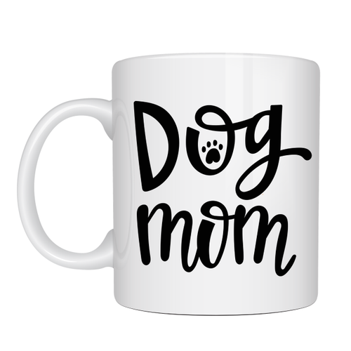 Dog Mom Yaz�l� Porselen Kupa MODEL 180 � K�pek Severlere �zel Tasar�m Kahve Kupas� � Sevimli Pati Desenli Hediye Kupa