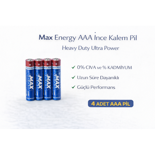 Max Energy AAA �nce Kalem Pil 1.5V R03 Heavy Duty Ultra Power 4 l� 1 Paket