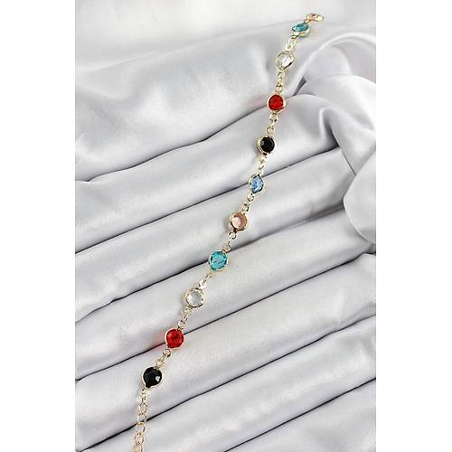 Pirin� Asorti Model Gold Renk Zirkon Ta�l� Kad�n Bileklik