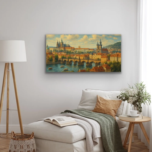 Prag �ehir Manzaras� Kanvas Tablo 60x120cm