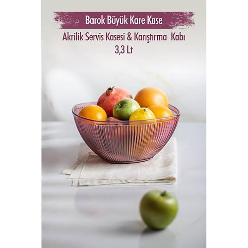 Akrilik Barok M�rd�m B�y�k Kare Meyve & Salata Kasesi & Kar��t�rma Kab� / 3,3 Lt (CAM DE��LD�R)