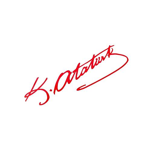 K.Atat�rk �mzal� Oto Sticker K���k K�rm�z� 20x5cm