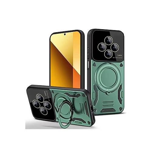Redmi 14C K�l�f Joy Lens Standl� Kapak - Koyu Ye�il