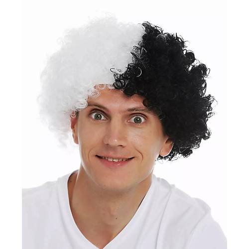 Siyah Beyaz K�v�rc�k Afro Bonus Peruk Taraftar Bonus Sa�