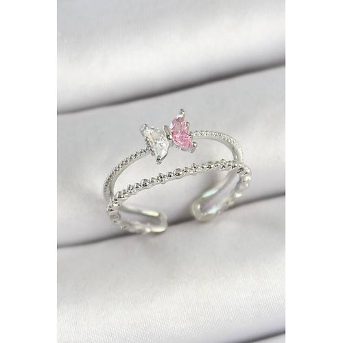 Pirin� Kelebek Fig�rl� Zirkon Ta�l� G�m�� Renk Ayarlanabilir Kad�n Y�z�k