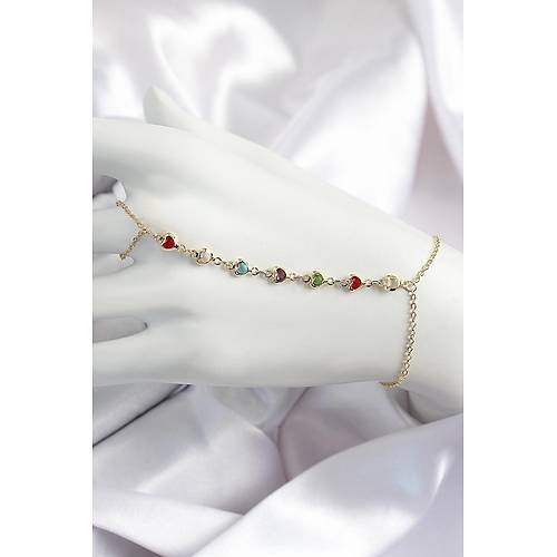 Pirin� Renkli Kalpli Zirkon Ta�l� Y Model Gold Renk Kad�n �ahmeran