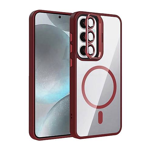 Galaxy S25 FE Remim Lensli Magsafe Standl� Kapak - Bordo