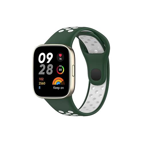 Redmi Watch 3 Spor Delikli Kordon - Haki Ye�il-Beyaz
