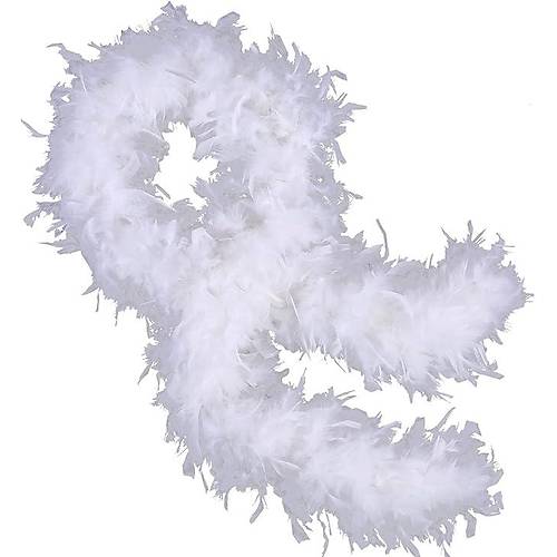 Beyaz Renk Kabar�k Kal�n Otri� Boa T�y 6 cm Geni�lik 180-200 cm Uzunluk