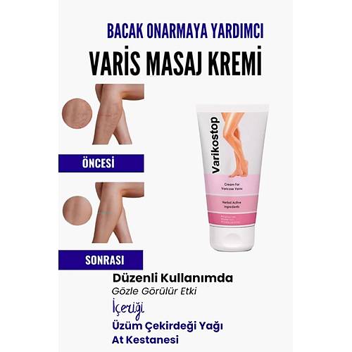 Var.is B�lgesi I�in Bacak Onarmaya Yard�mc� Ve Besleyici Varikostop Masaj Kremi 200 ml
