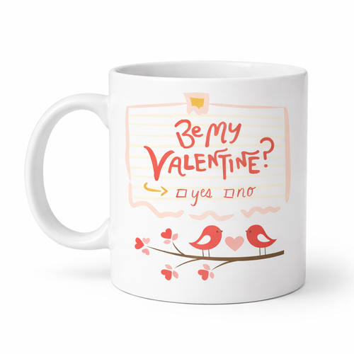 Be My Valentine Porselen Kupa Model 7 - Sevgililer G�n� Hediyesi-A�k Temal� Sevimli Kupa