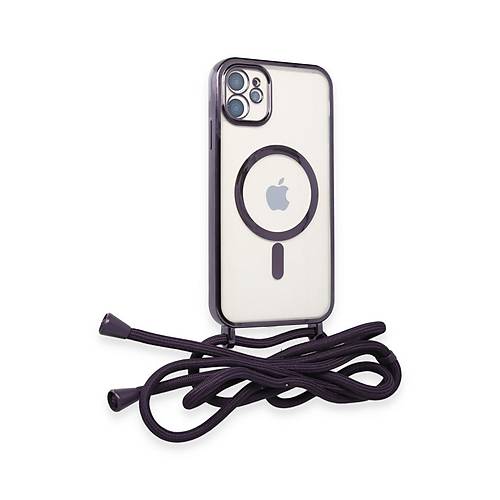 iPhone 11 K�l�f Divo Lazer Ask�l� Magsafe Kapak - Derin Mor