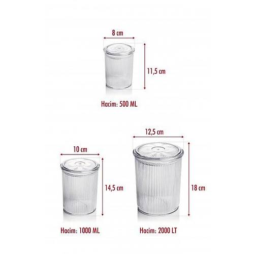 18'li Barok Yuvarlak 3 Boy Kavanoz Seti & Saklama Kab� & Erzak Kab� (6*2000 ML, 6*1000 ML ,6*500 ML)