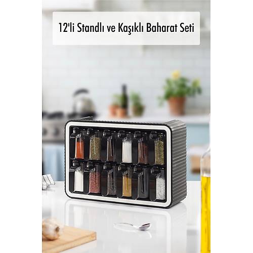 12'li Ka��kl� & Standl� Kapakl� Baharat Seti