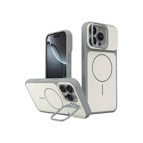 iPhone 16 Pro Max Pale Magsafe Standl� Kapak - Beyaz