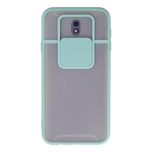 Galaxy J7 Pro / J730 K�l�f Palm Buzlu Kamera S�rg�l� Silikon - Turkuaz