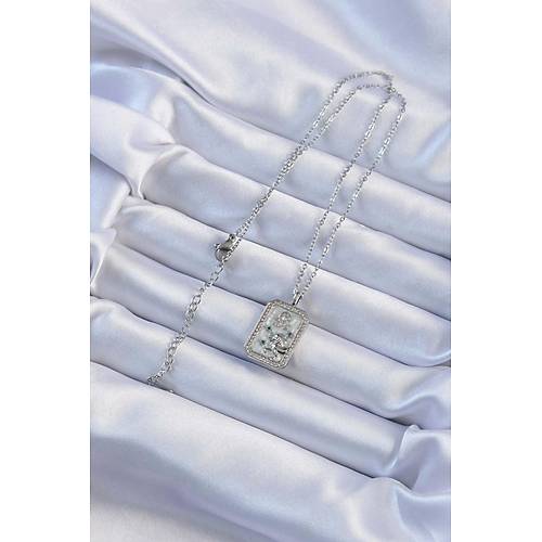 316L �elik Zincir G�m�� Renk Zirkon Ta�l� Aslan Fig�rl� Tarot Kolye