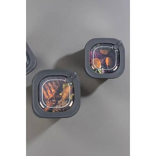 Kare 3 Par�a Vakumlu S�zd�rmaz Hava Almaz Saklama Kab� Seti F�me (1800/1100/600 Ml)