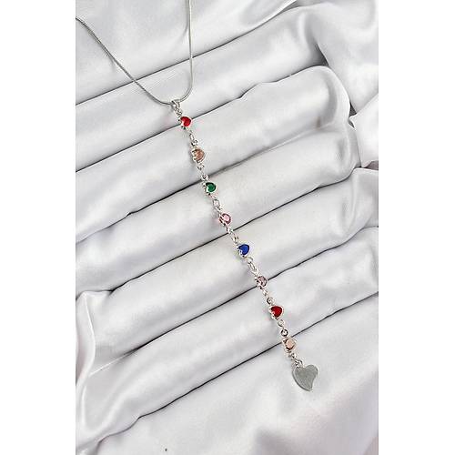 Pirin� G�m�� Renk Kar���k Renk Zirkon Ta�l� Kalpli Y Kad�n Kolye