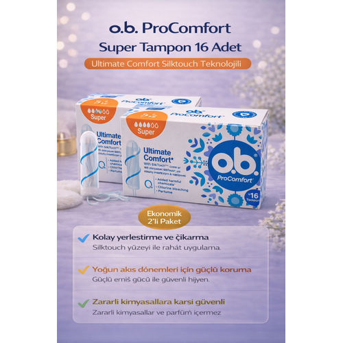 o.b. ProComfort Super Tampon 16L� 2 Paket Ultimate Comfort Silktouch Teknolojili