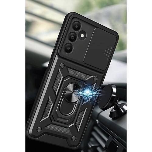 Galaxy M15 K�l�f Pars Lens Y�z�kl� Silikon - Siyah