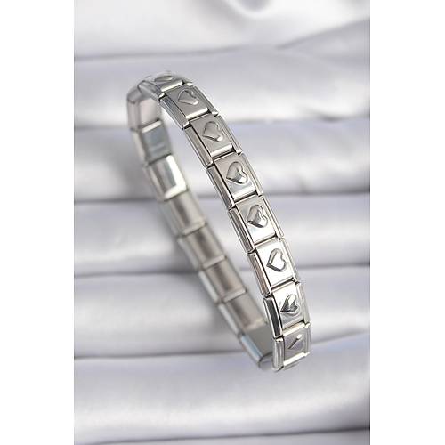 316L �elik G�m�� Renk Kalp ��leme Nomination Charm Bileklik