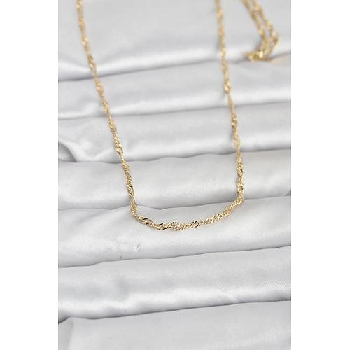 CM 14K Gold Renk Burgu Zincirli 60 cm Kad�n Kolye