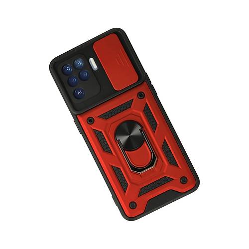 Reno 5 Lite K�l�f Pars Lens Y�z�kl� Silikon - K�rm�z�